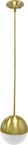 Aspen Creative 61146-11 Lámpara colgante ajustable para interiores, metal con cristal ópalo/acabado de latón cepillado, 8 pulgadas de ancho x 46-3/8