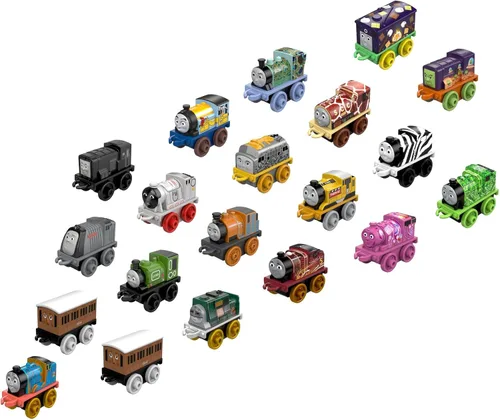 Thomas & Friends Trenes de juguete MINIS - Paquete de 20 motores de empuje en miniatura y vehículos ferroviarios para juegos de simulación para