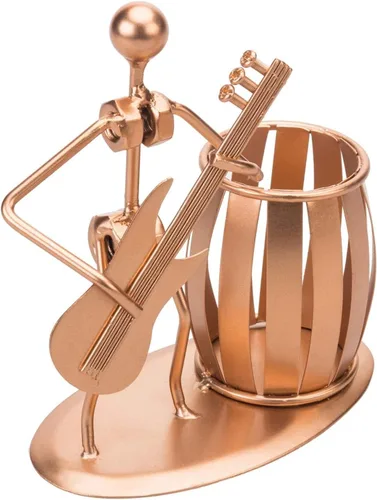 Miniatura 7 de MyGift Soporte para bolígrafo para escritorio, taza de lápiz decorativa con diseño de guitarra, accesorios y decoración para hombres, escritorio