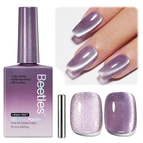 Miniatura 37 de Beetles - Esmalte de uñas de gel ultravioleta semipermanente sin HEMA de alto brillo para manicura francesa y arte de uñas, frasco a juego, blanco