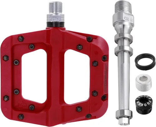Miniatura 6 de FOOKER Pedales MTB para bicicleta de montaña, 3 rodamientos, antideslizantes, ligeros, de fibra de nailon, pedales de plataforma de bicicleta