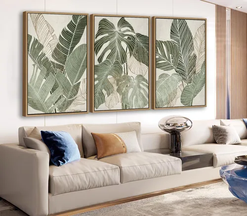 Miniatura 10 de Arte de Pared Grande con Marco Retro - Marco Flotante Natural con Flores Vintage, Lienzo con Pinturas de William Morris, Cuadros, Impresiones