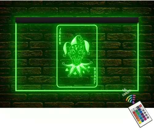 230096 Joker Poker Card Casino Game Room Display LED Light Neon Sign (12" X 8", 16 colores por control remoto)