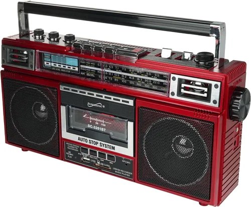 Miniatura 6 de Supersonic SC-3201BT - Boombox de radio de 4 bandas y reproductor de cassette, altavoz Bluetooth, radio AM/FM/SW con reproducción de MP3, tarjeta