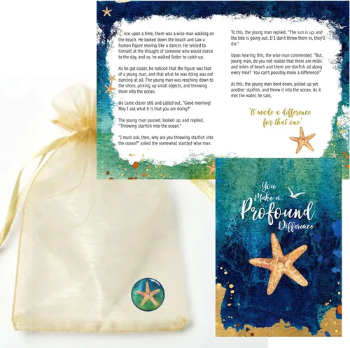 Miniatura 8 de Smiling Wisdom - 20 regalos de historia de estrellas de mar a granel - Tarjetas de apreciación de You Make a Profound Difference e imán redondo