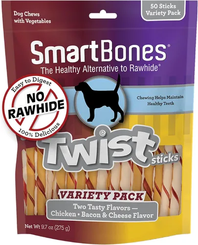 Miniatura 6 de SmartBones Smart Twist Sticks, Palitos masticables sin piel cruda para perros, hechos con pollo real, 50 palitos, 9.7 onzas (Paquete de 1)