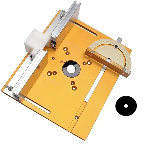 Miniatura 8 de Placa de inserción de mesa de enrutador de aluminio KETIPED, Bancos de carpintería con placa de enrutador abatible con guía de goniómetro y valla