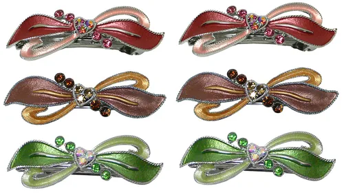 Miniatura 12 de Dz Pk Pasadores, 12 unidades, lazo para el pelo con lazo en una cinta, pinzas para el pelo francés, 2 Ea 6 colores YY86400-1-D