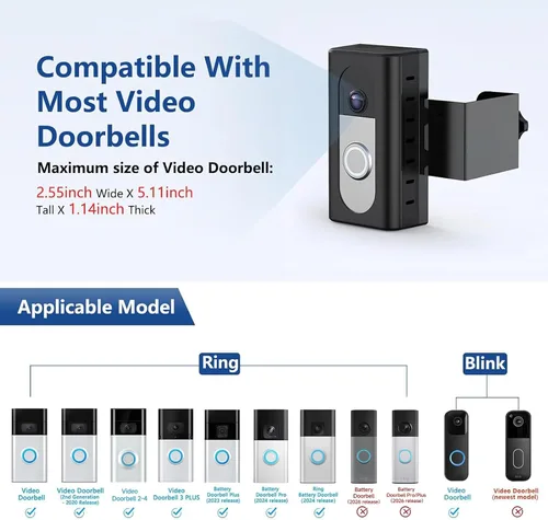 Miniatura 2 de KIMILAR Soporte Antirrobo para Timbre de Video Compatible con Timbre de Video Inalámbrico Ring/Blink, Accesorios de Soporte de Montaje Ajustable