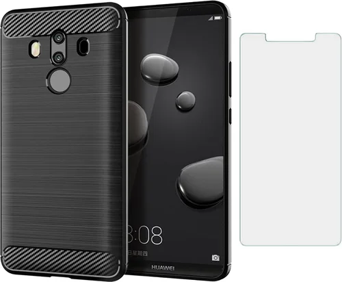 Asuwish Funda de teléfono para Huawei Mate 10 Pro con protector de pantalla de vidrio templado y accesorios de celda de silicona suave delgada Azul