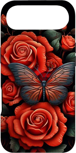 Miniatura 27 de Cute Butterfly Red Floral Flower Butterfly Rose Case for iPhone 17