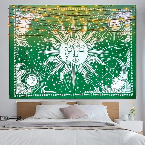 Miniatura 12 de ICC - Tapiz de sol y luna, tapiz de sol blanco y negro, sábana para colgar en la pared, decoración de habitación, tapices estéticos de arte místico