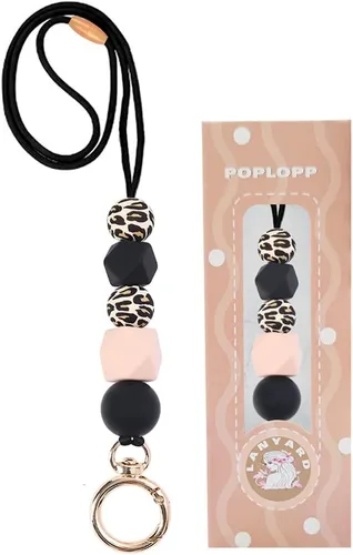 Miniatura 12 de POPLOPP 3 cordones para profesores para insignias de identificación y llaves, lindo cordón de silicona con cuentas para mujeres, enfermeras
