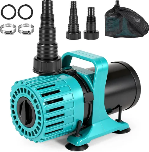 Miniatura 10 de Bomba de estanque de flujo ajustable, bomba de agua sumergible de 100 W con 600 a 1800 GPH, fuente ultra silenciosa y bomba de cascada con salida
