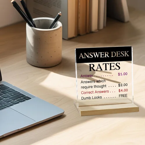 Miniatura 2 de Answer Desk Rates - Letrero decorativo para oficina, regalos de oficina para compañeros de trabajo, divertidos regalos de jefe