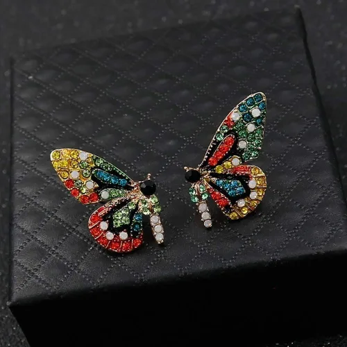Miniatura 7 de ShiYsRL - Juego de pendientes de perlas de cristal para mujer, diseño de mariposas, multicolor