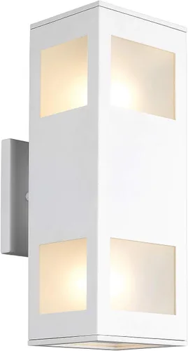 Miniatura 8 de harriet Luces de porche modernas para exteriores, cubierta de aluminio impermeable IP64 y vidrio templado, aplique de pared rectangular arriba/abajo