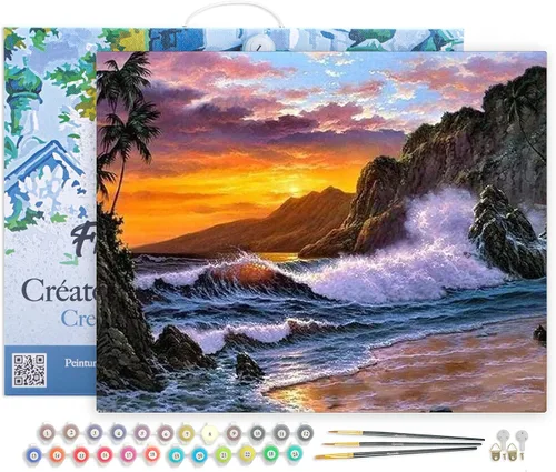 Miniatura 100 de Figured'Art - Juego de pintura por números, lienzo enrollado sin marco, para manualidades, para adultos, 16 x 20 pulgadas, jarrón de peonías