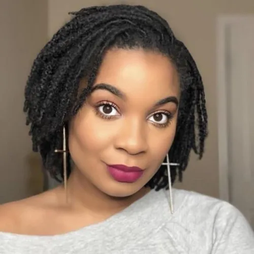 Miniatura 30 de Extensiones de cabello humano Loc de 0.2 cm de ancho, 4 pulgadas, 30 hebras, negro natural 100% completamente hechas a mano, extensiones