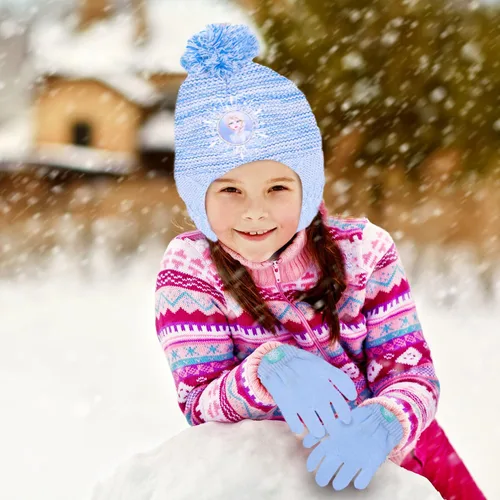 Miniatura 4 de Disney Frozen - Gorro de invierno para niñas y niños pequeños y guantes de nieve para niños Elsa y Anna con guantes de nieve