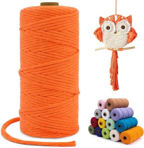 Miniatura 53 de Cuerda de macramé de una sola hebra de 0.197 in x 110 yardas, cuerda de macramé de algodón natural de 0.197 in, cuerda de algodón grueso para colgar