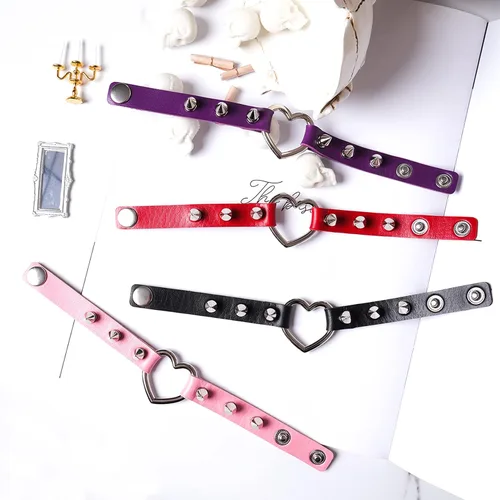 Miniatura 5 de Manfnee Pulsera de cuero con tachuelas de espiga gargantilla punk gótico metal remache brazalete negro pulsera