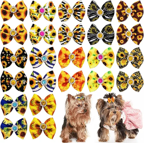 Miniatura 9 de 24 unids/12 pares de lazos para el pelo de perro con banda de goma, patrón de animales marinos de verano para niña, macho, hembra, pequeño, mediano