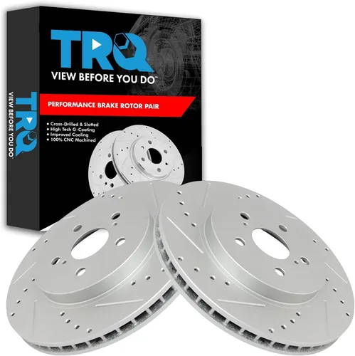 Miniatura 25 de TRQ Juego de rotores de freno de rendimiento trasero con revestimiento G premium compatible con Mazda 6 2014-2021