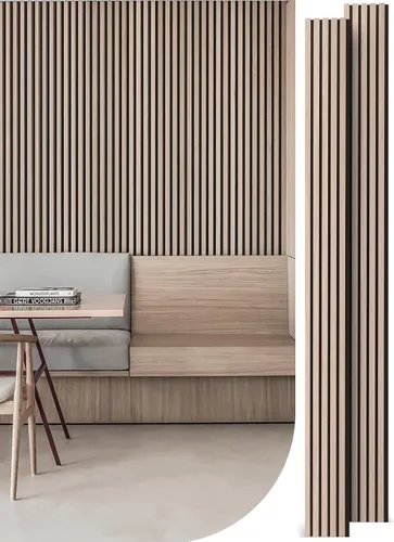 Miniatura 10 de Mollywell Paneles de madera para pared, instalación que ahorra tiempo, decoración de pared de listones de madera versátil, diseño acanalado mejorado