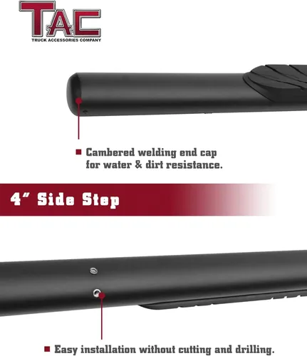 Miniatura 6 de TAC - Estribos laterales para Jeep Wrangler JL 2018-2024 de 2 puertas de 3 pulgadas, barras laterales negras, rieles de escalón, barras Nerf