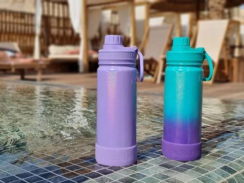 Miniatura 8 de CHILLOUT LIFE Botella de agua aislada para niños de 17 onzas para la escuela con tapa de boquilla a prueba de fugas y bonitas calcomanías Púrpura