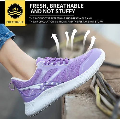 Miniatura 2 de Zapatos de seguridad para hombre con puntera de acero, zapatillas de trabajo ligeras, transpirables, antideslizantes, resistentes a pinchazos