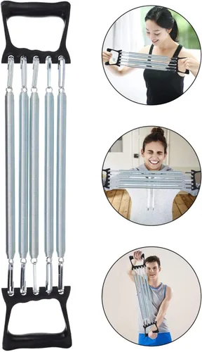 Miniatura 5 de Abaodam Expansor de pecho 5 bandas de resistencia para ejercicio muscular de mano para el hogar, gimnasio, entrenamiento de hombro, equipo de fitness