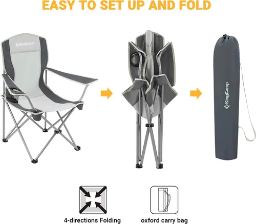 Miniatura 7 de KingCamp Silla de camping ligera para exteriores, sillas plegables para exteriores, sillas para adultos, silla cuádruple portátil al aire libre