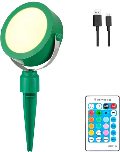 BIGMONAT Luz de paisaje inalámbrica recargable, foco para macetas con cambio de color para interior y exterior, iluminación de jardín RGB con