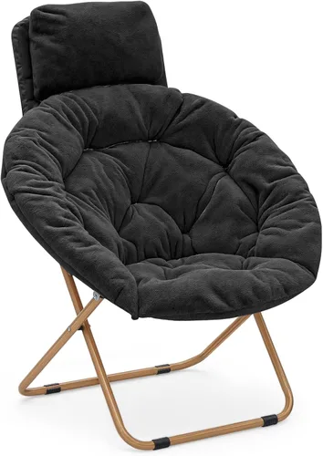 Miniatura 12 de MoNiBloom Silla redonda plegable de piel sintética con reposacabezas extraíble para adultos, marco de metal, de gran tamaño, cómoda, suave