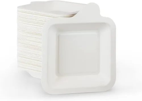 Upper Midland Products Platos de papel pequeños de 4 a 4 pulgadas, platos de postre de papel biodegradables | Blanco (blanco - 100)