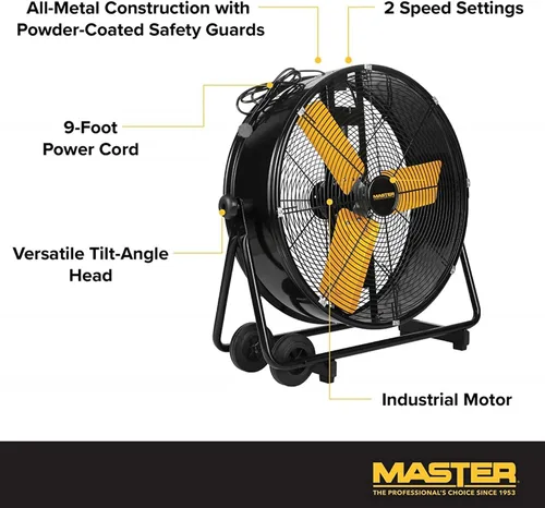 Miniatura 3 de Master Ventilador industrial de barril de alta velocidad de 24 pulgadas, accionamiento directo, construcción totalmente metálica con parrilla