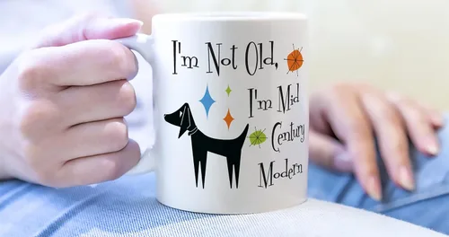 Miniatura 2 de Taza de cocina moderna con texto en inglés "I'm Not Aged, I'm Mid-Century Canine Enthusiast", taza de cerámica blanca de 11 onzas para cocina