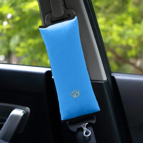 Miniatura 5 de 2 almohadas azules para cinturón de seguridad para niños, almohada para cinturón de seguridad de bebé, protector de almohada de asiento de automóvil