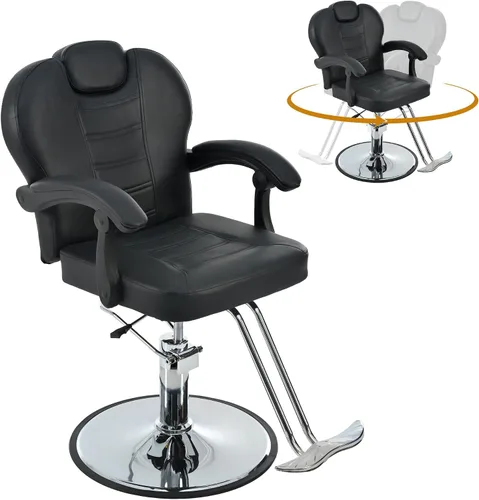 Merax Silla de peluquería reclinable hidráulica para peluquería con asiento 20% más ancho y bomba hidráulica resistente, equipo de belleza mejorado