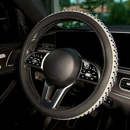 Miniatura 28 de Lord Autofashion - Funda para volante, piel sintética, interior de goma antideslizante, comodidad para todas las estaciones, 14.5-15 pulgadas