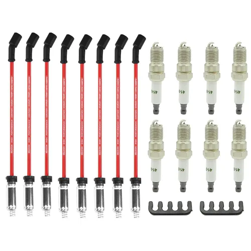 Juego de 8 cables de bujía 41-962 para Chevy para 5.3 6.0L 6.2L, 9748HH 0.402 in cable de bujía rojo apto para Chevrolet Silverado GMC Sierra Hummer