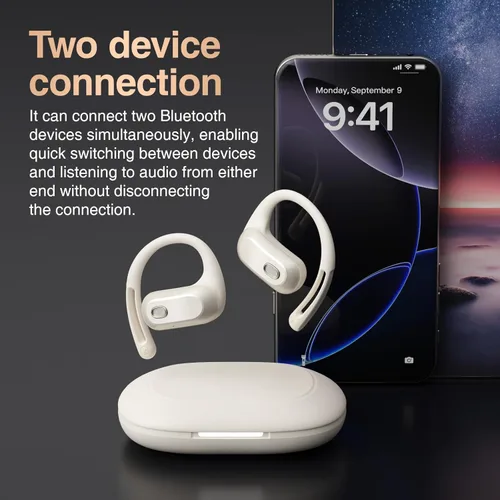 Miniatura 9 de Auriculares abiertos, colgador de oreja de silicona, sonido panorámico de 360 grados, conducción de aire, pantalla LED, IPX7 impermeable