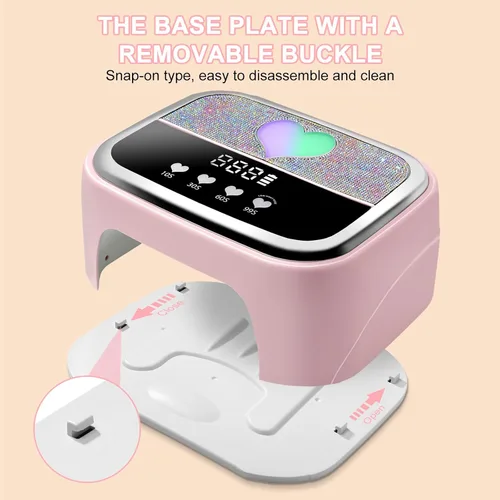 Miniatura 3 de LIMEGIRL Kit de Lámpara de Uñas LED UV para Esmalte en Gel Profesional Conjunto de Luz Secadora de Curado Rápido Rosa con 4 Temporizadores y Guantes