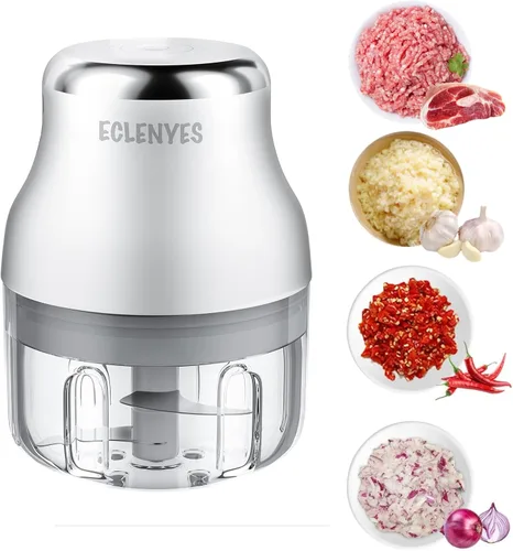 Miniatura 11 de Picador de ajos, mini procesador de alimentos, picador mini recargable por USB, potente triturador de ajos, licuadora para verduras, picadora