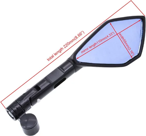 Miniatura 4 de KATUR Espejos de extremo para manillar de motocicleta, espejo retrovisor negro, antideslumbrante, color azul, ojo de halcón, 0.315 in, 0.394 in