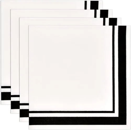 Miniatura 7 de 120 servilletas de cóctel en blanco y negro con borde negro, servilletas desechables de 3 capas para decoración de cenas de fiesta de graduación