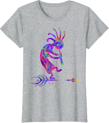 Miniatura 32 de Native American Kokopelli With Feather 2 - Camiseta Fan Fun, Negro, S