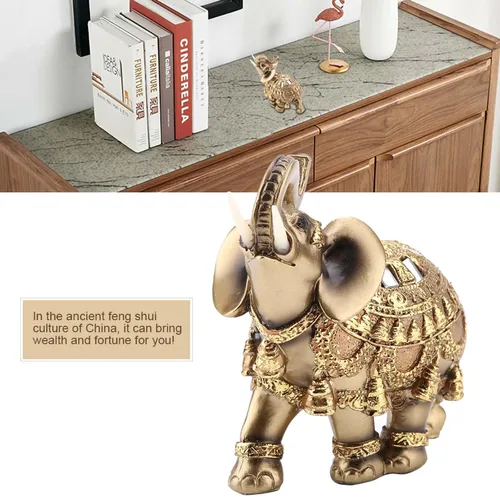 Miniatura 4 de KooingTech0vutxqdagp-01 - Estatua de elefante de la suerte, estatua de elefante de la suerte de oro grande, figura de la suerte de elefante